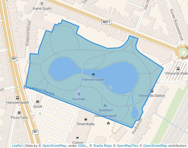 walking in Hanssenspark map in Vilvoorde