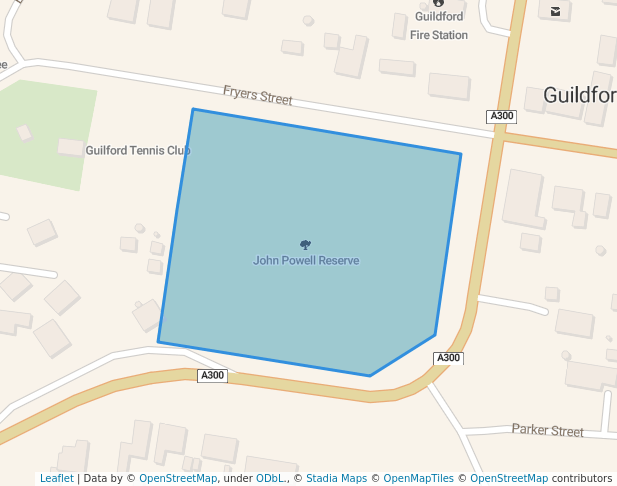 walking in John Powell Reserve map in Guildford