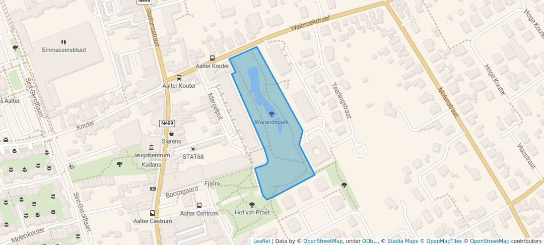 walking in Warandepark map in Aalter