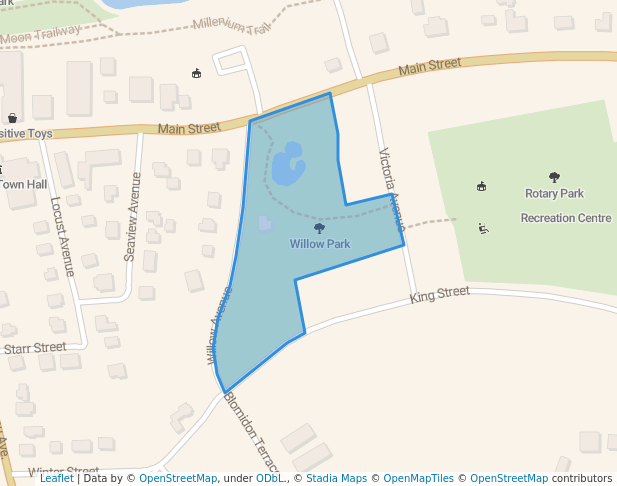 walking in Willow Park map in Wolfville