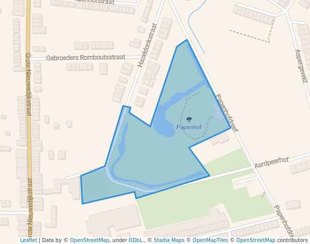 walking in Papenhof map in Mechelen