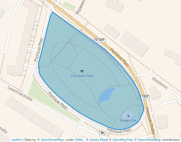 walking in Pechauer Platz map in Magdeburg