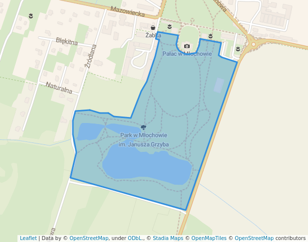 walking in Park w Młochowie im. Janusza Grzyba map in Młochów