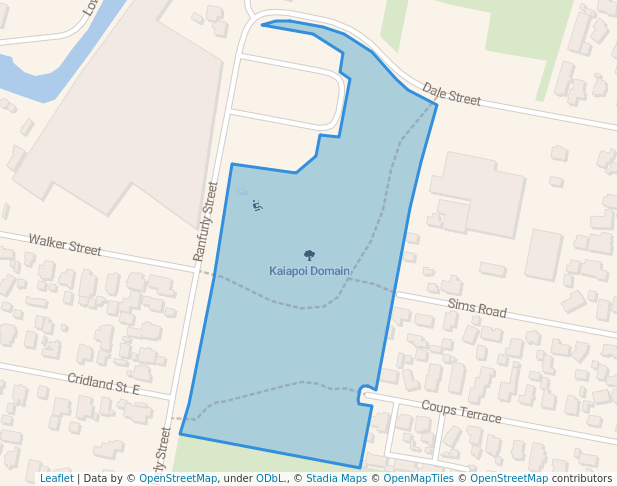 walking in Kaiapoi Domain map in Kaiapoi