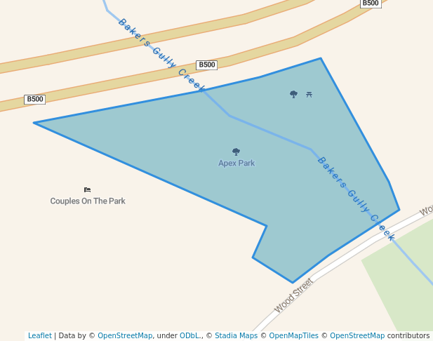 walking in Apex Park map in Bright