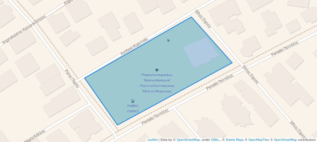 walking in Πλατεία Κοντοπεύκου "Μελίνα Μερκούρη" map in Agia Paraskevi