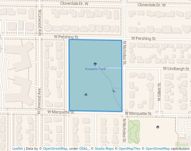 walking in Kiwanis Park map in Appleton