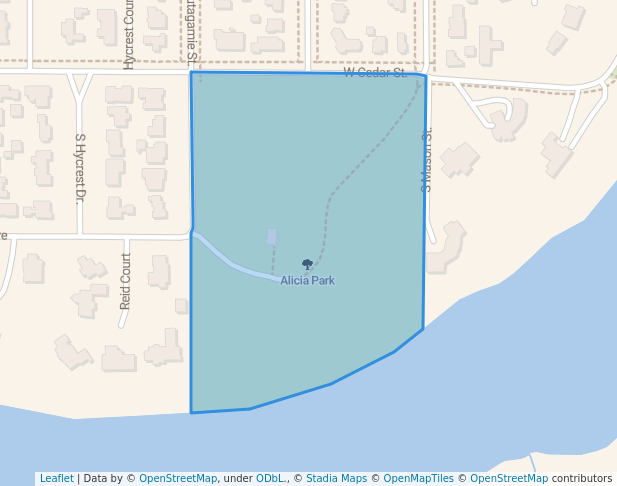 walking in Alicia Park map in Appleton