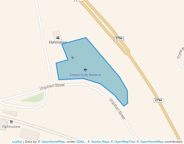 walking in Sawpit Gully Reserve map in Elphinstone