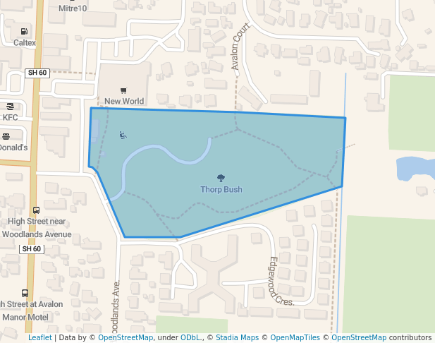 walking in Thorp Bush map in Motueka