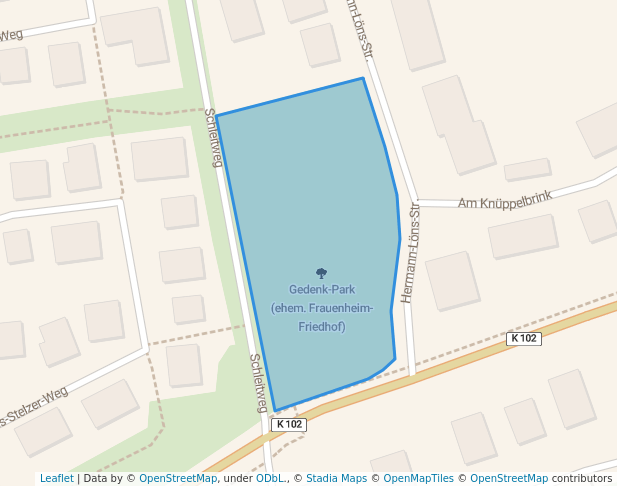 walking in Gedenk-Park (ehem. Frauenheim-Friedhof) map in Hildesheim