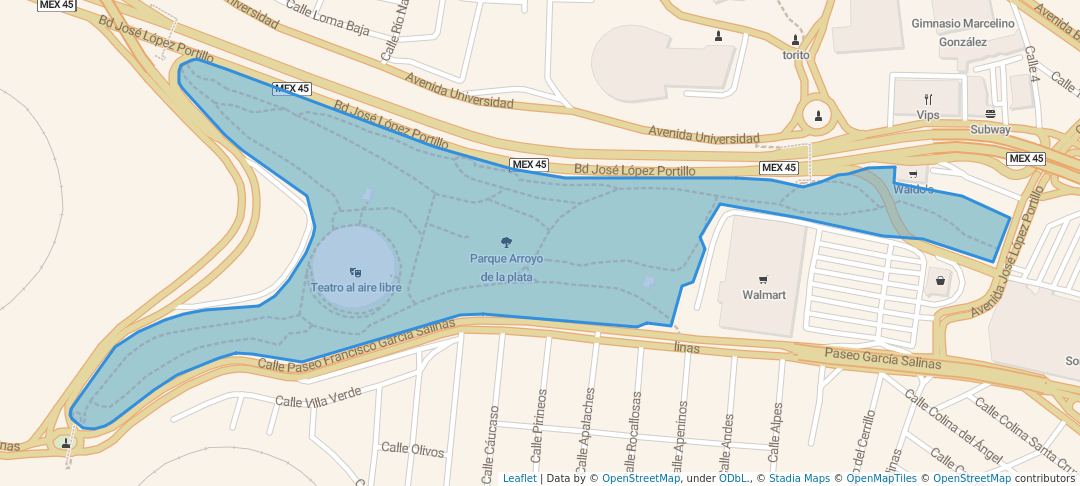 walking in Parque Arroyo de la plata map in Guadalupe