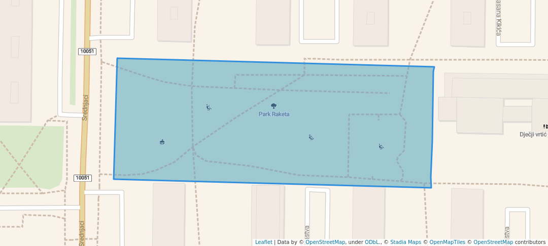 walking in Park Raketa map in Zagreb