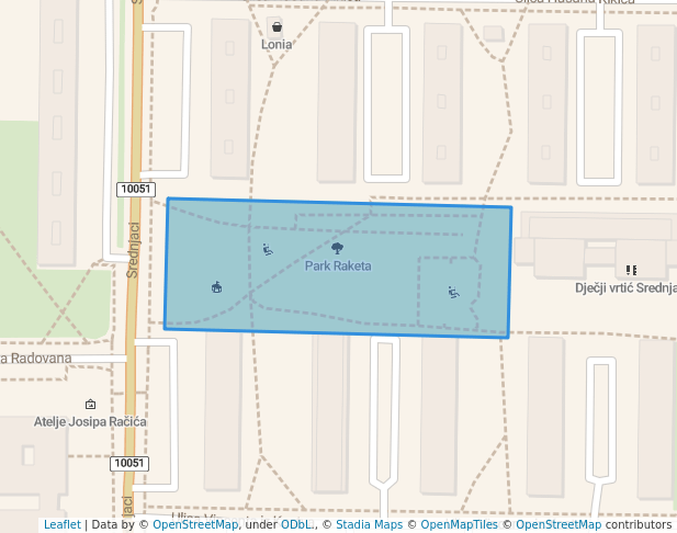 walking in Park Raketa map in Zagreb