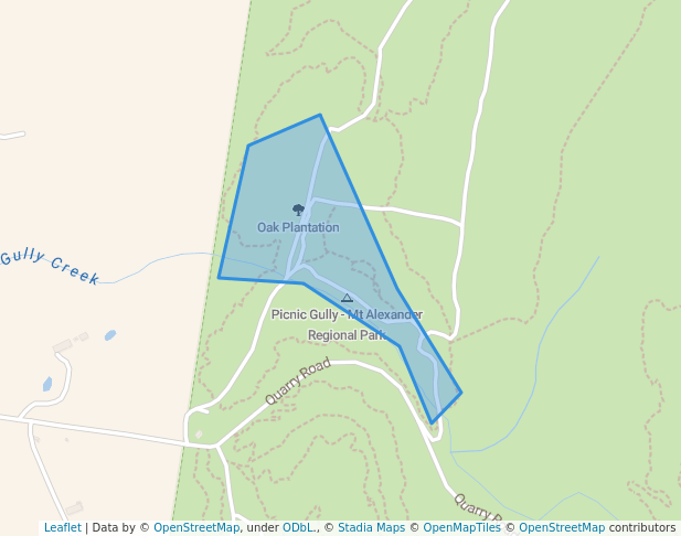 walking in Oak Plantation map in Harcourt