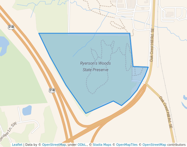 walking in Ryerson's Woods State Preserve map in Hills