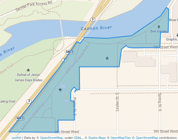 walking in Riverside Lions Park map in Northfield