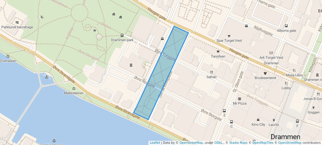 walking in Gamle kirkeplass map in Drammen