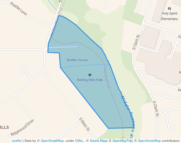 walking in Rolling Hills Park map in Carroll