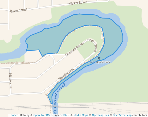 walking in Clean Spade Park map in Swift Current