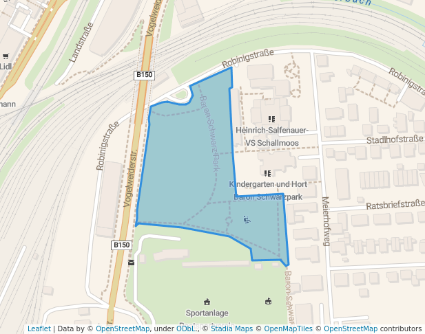 walking in Baron-Schwarz-Park map in Salzburg