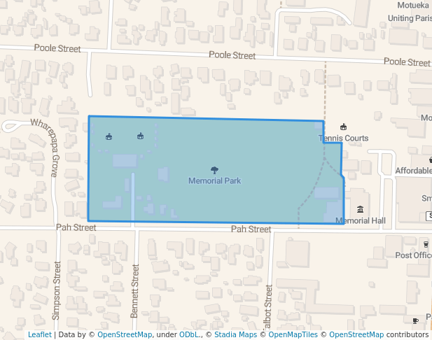 walking in Memorial Park map in Motueka