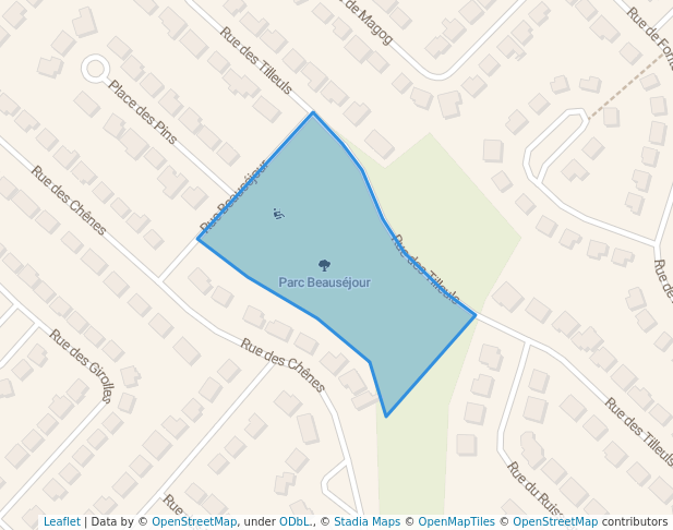 walking in Parc Beauséjour map in Sainte-Thérèse