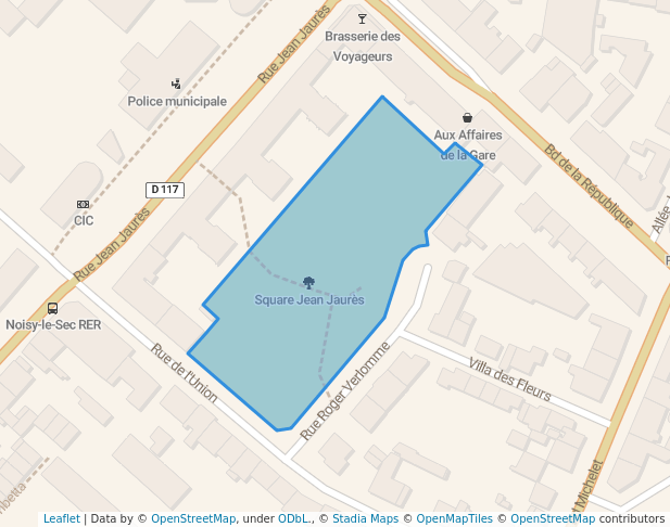 walking in Square Jean Jaurès map in Noisy-le-Sec