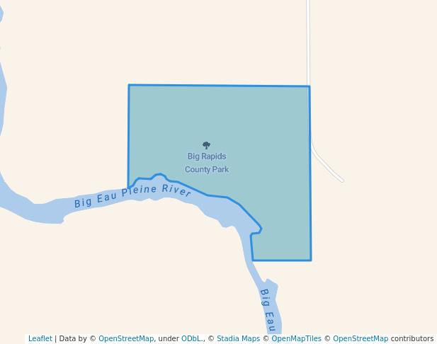 walking in Big Rapids County Park map in Stratford
