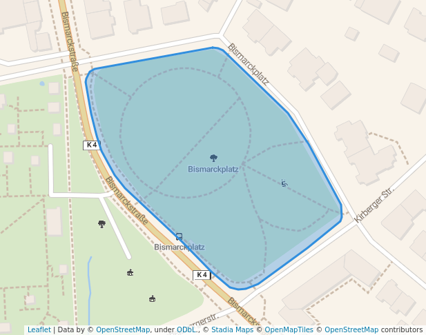 walking in Bismarckplatz Park map in Solingen