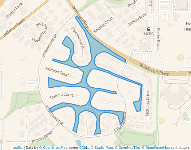 walking in Jefferson Park map in Northfield