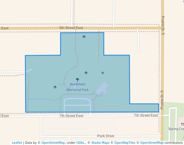 walking in Northfield Memorial Park map in Northfield