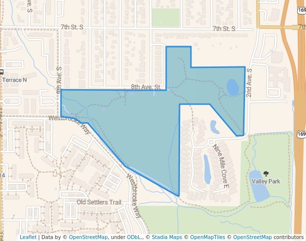 walking in Valley Park map in Hopkins