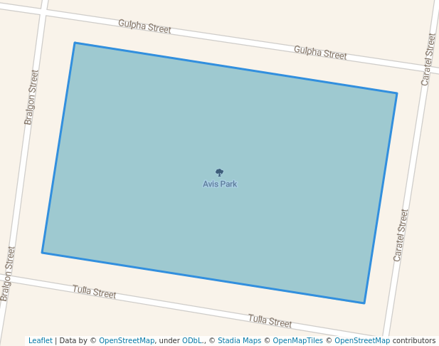 walking in Avis Park map in North Albury