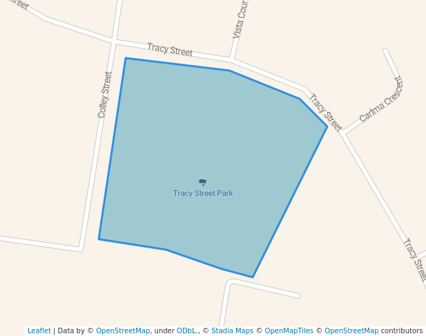 walking in Tracy Street Park map in Lavington