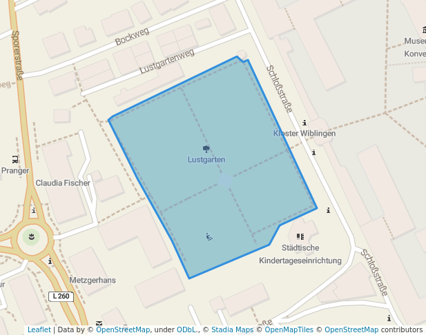 walking in Lustgarten map in Ulm