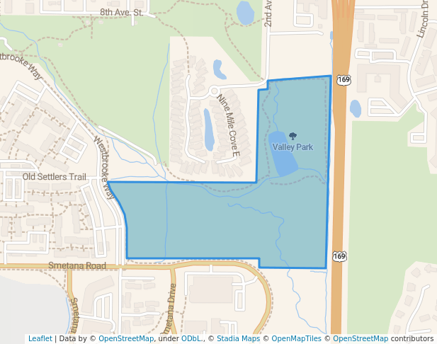 walking in Valley Park map in Hopkins