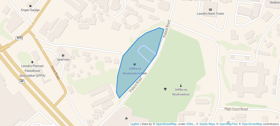 walking in Sefika sa Moshoeshoe Park map in Maseru