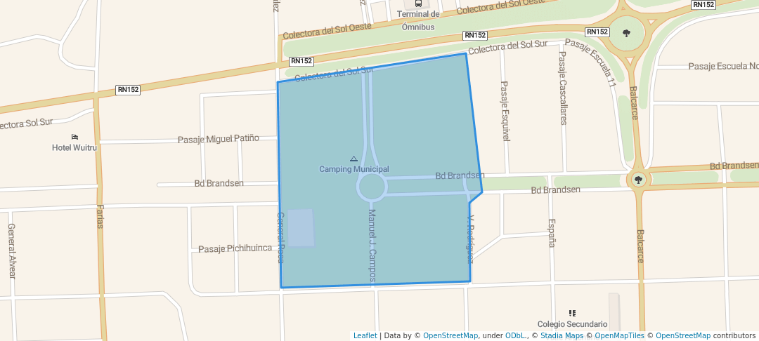 walking in Parque Manuel J Campos map in General Acha