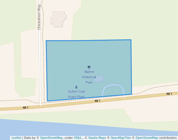 walking in Alpine Historical Park map in Sutton-Alpine