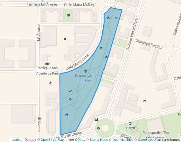 walking in Parque Adolfo Suárez map in Valdemoro