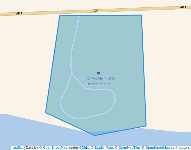 walking in King Mountain State Recreation Site map in Chickaloon