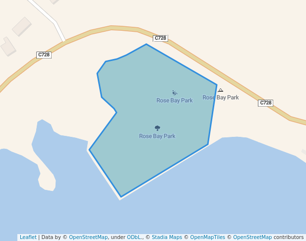 walking in Rose Bay Park map in Gravelly Beach