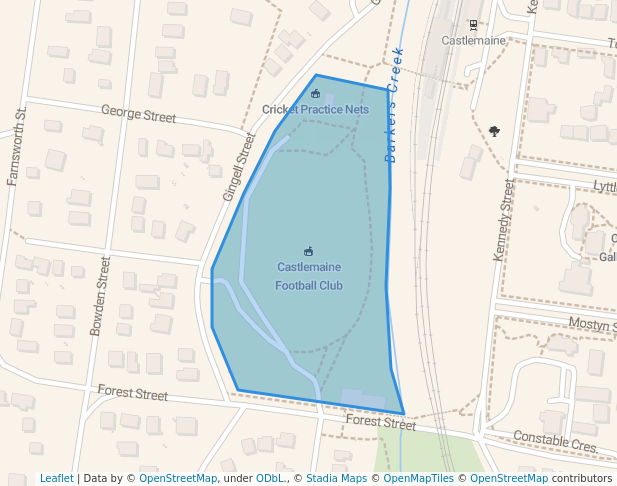 walking in Camp Reserve map in Castlemaine