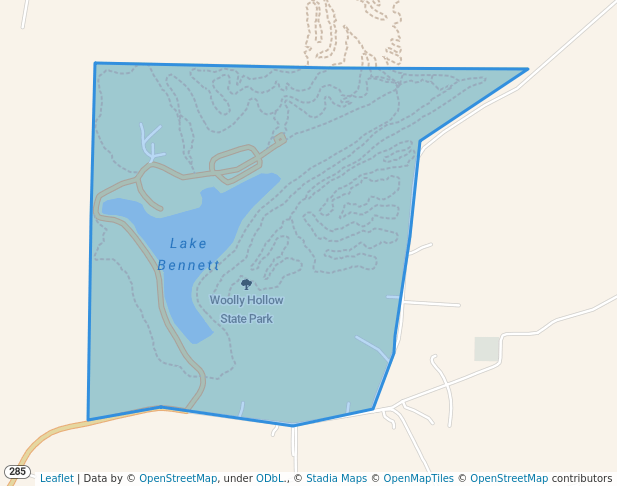 walking in Woolly Hollow State Park map in Greenbrier