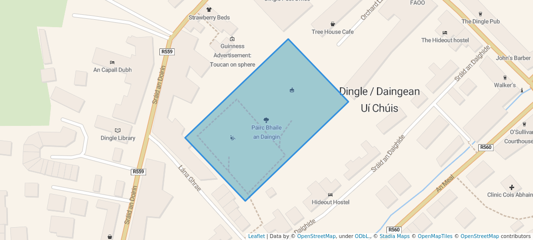 walking in Dingle Town Park map in Dingle