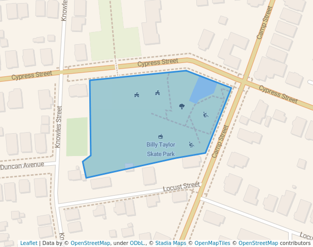 walking in Billy Taylor Park map in Providence