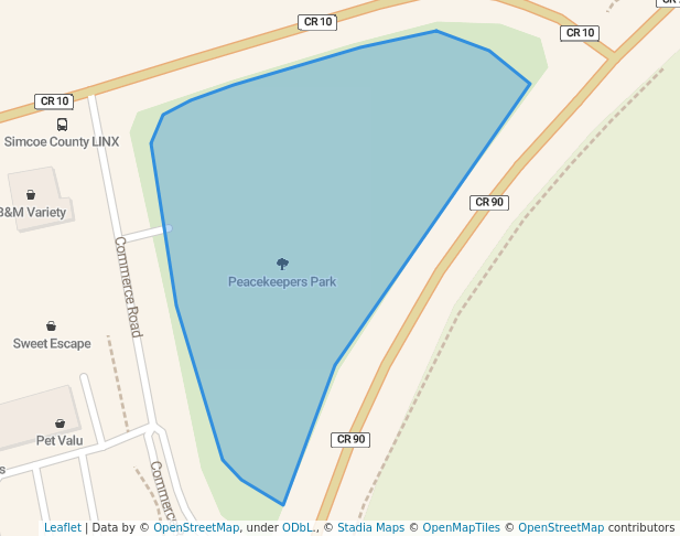 walking in Peacekeepers Park map in Angus