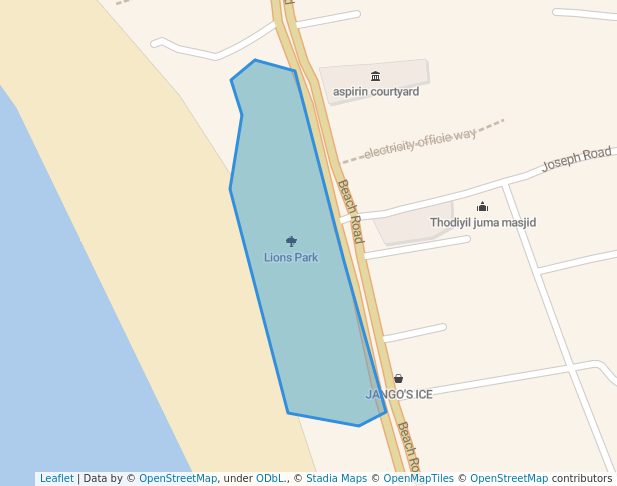 walking in Lions Park map in Kozhikode