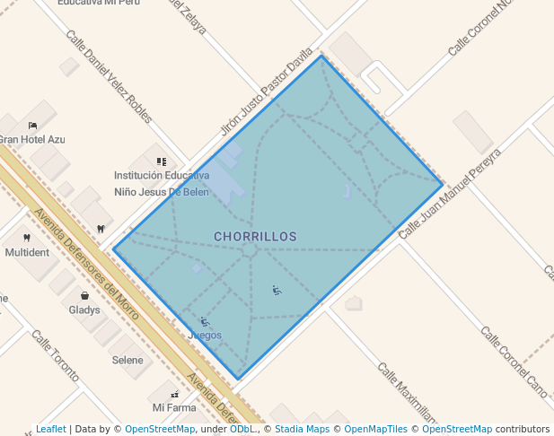 walking in Parque Fátima map in Chorrillos